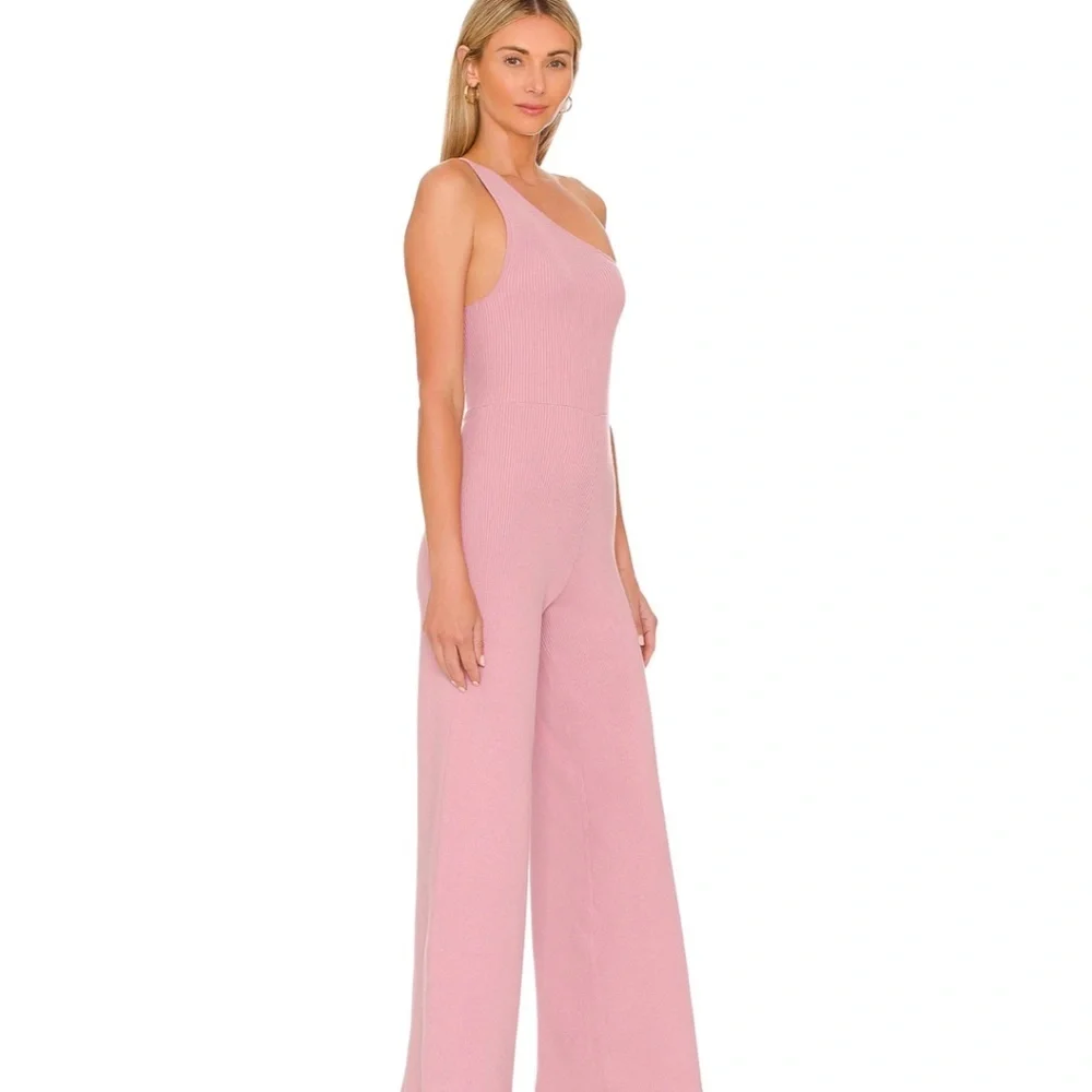 Lilac Wave Ribbed-Knit Waverly Wide-Leg Off-Shoulder Jumpsuit - Picture 5 of 7